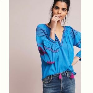 Anthropologie embroidered peasant top